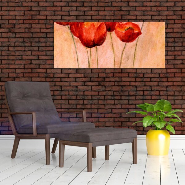 Slika - Rdeči tulipani (120x50 cm)