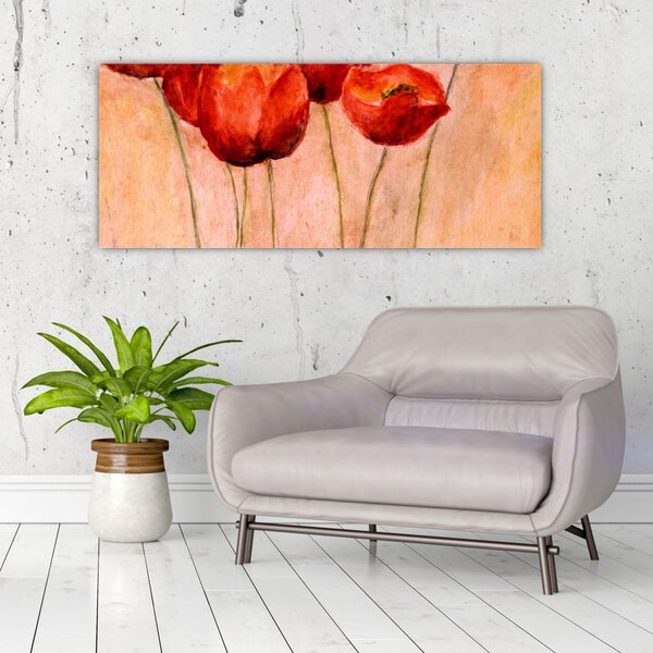 Slika - Rdeči tulipani (120x50 cm)