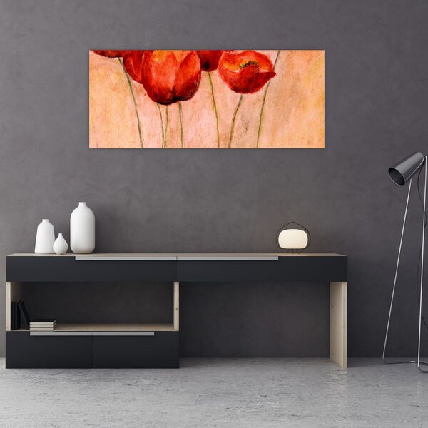 Slika - Rdeči tulipani (120x50 cm)
