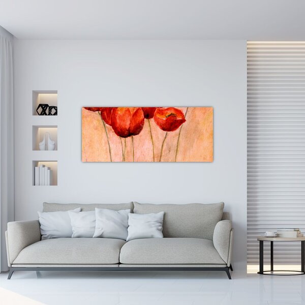 Slika - Rdeči tulipani (120x50 cm)