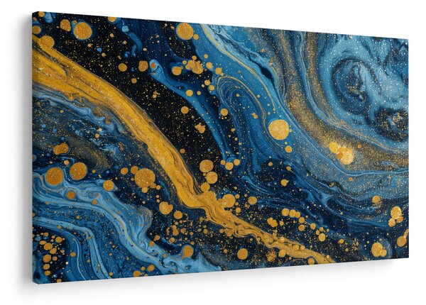 Slika - Plava apstrakcija sa zlatom (90x60 cm)