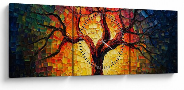 Slika - Stablo života u mozaiku (sa satom) (90x30 cm)