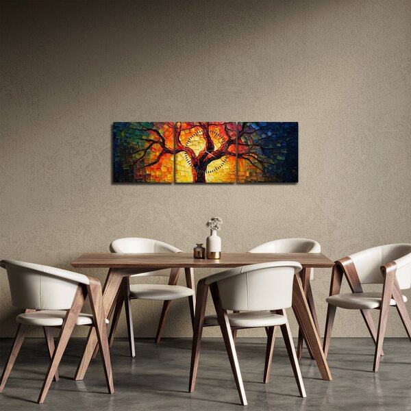 Slika - Stablo života u mozaiku (sa satom) (90x30 cm)