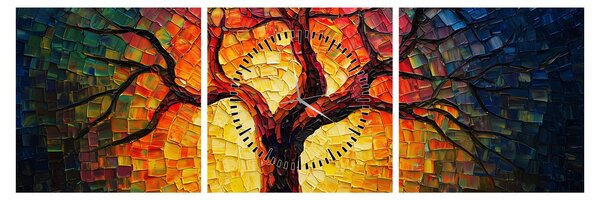 Slika - Stablo života u mozaiku (sa satom) (90x30 cm)