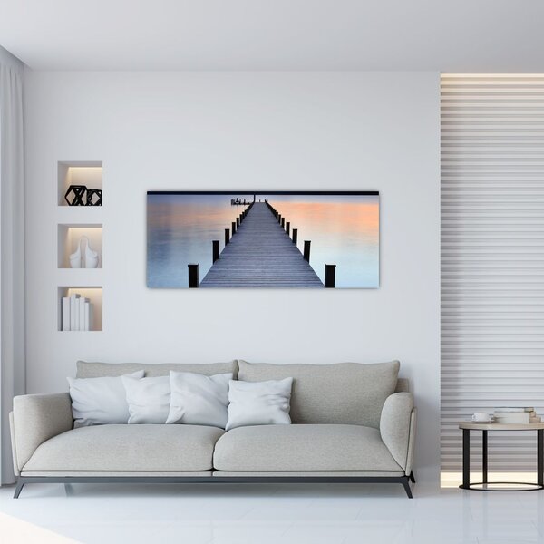 Slika - pomol ob jezeru Starnberger, Bavarska, Nemčija (120x50 cm)