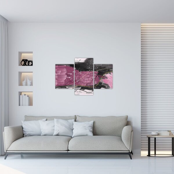 Slika - Roza in črna abstrakcija (90x60 cm)