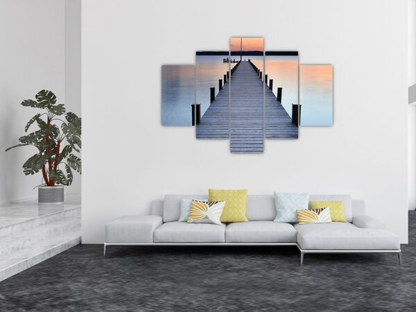 Slika - pomol ob jezeru Starnberger, Bavarska, Nemčija (150x105 cm)