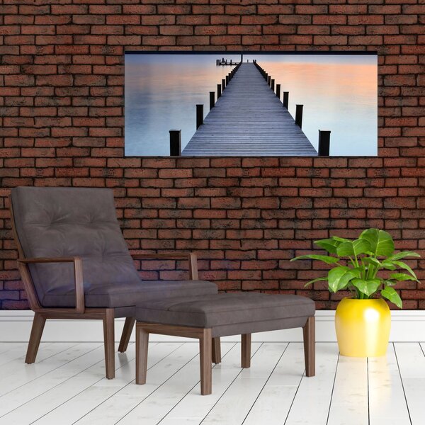 Slika - pomol ob jezeru Starnberger, Bavarska, Nemčija (120x50 cm)
