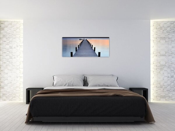 Slika - pomol ob jezeru Starnberger, Bavarska, Nemčija (120x50 cm)
