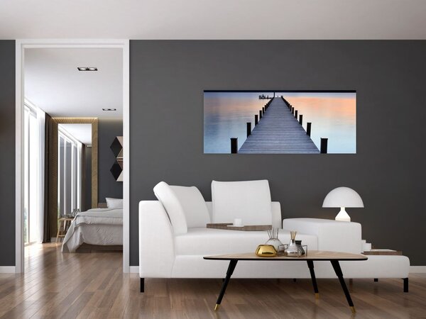 Slika - pomol ob jezeru Starnberger, Bavarska, Nemčija (120x50 cm)
