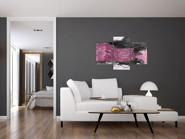 Slika - Roza in črna abstrakcija (90x60 cm)