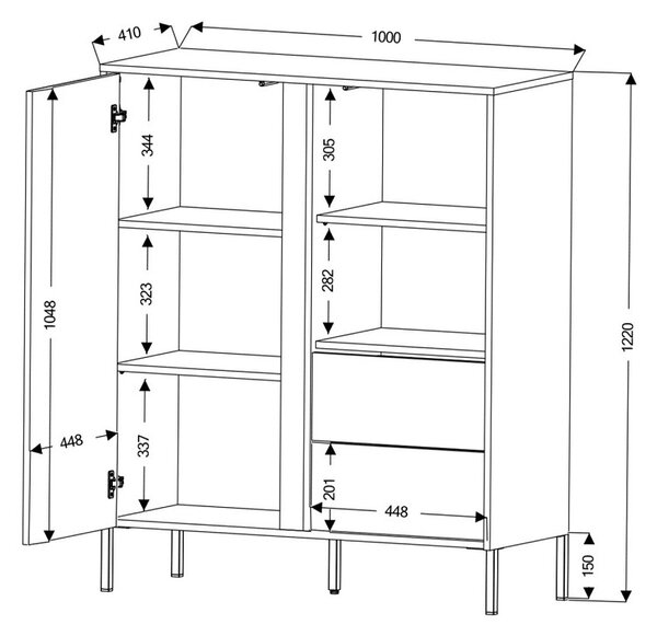 Komoda Munkki 1 (bijela + crna)