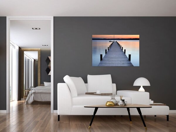 Slika - pomol ob jezeru Starnberger, Bavarska, Nemčija (90x60 cm)