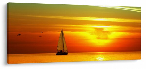 Slika zalaska sunca s jahtom (120x50 cm)