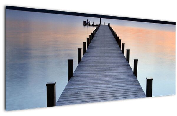 Slika - pomol ob jezeru Starnberger, Bavarska, Nemčija (120x50 cm)