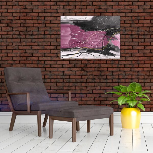 Slika - Roza in črna abstrakcija (70x50 cm)