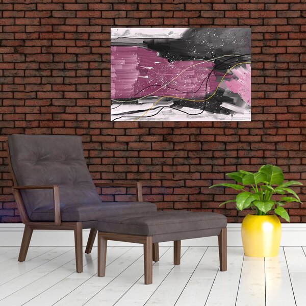 Slika - Roza in črna abstrakcija (90x60 cm)