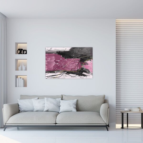 Slika - Roza in črna abstrakcija (90x60 cm)