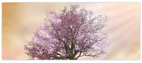 Podoba cvetočega drevesa na vrhu hriba (120x50 cm)