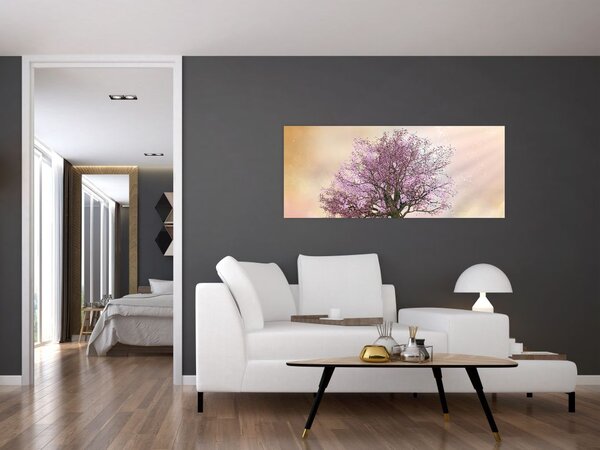 Podoba cvetočega drevesa na vrhu hriba (120x50 cm)