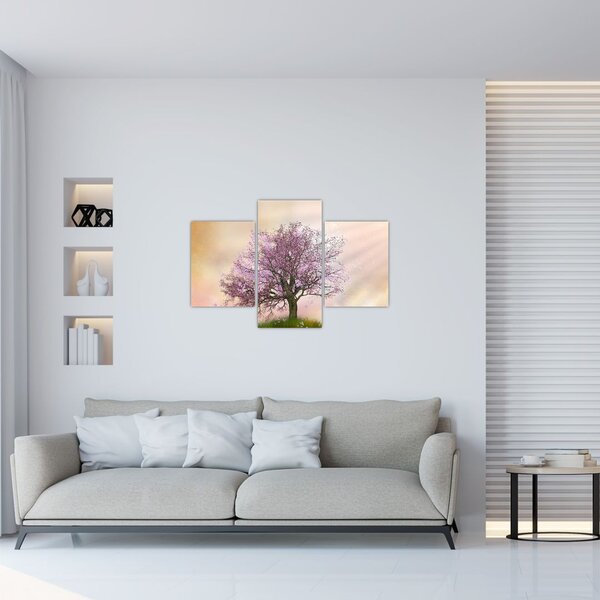 Podoba cvetočega drevesa na vrhu hriba (90x60 cm)