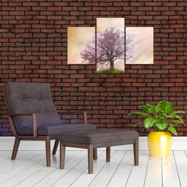 Podoba cvetočega drevesa na vrhu hriba (90x60 cm)