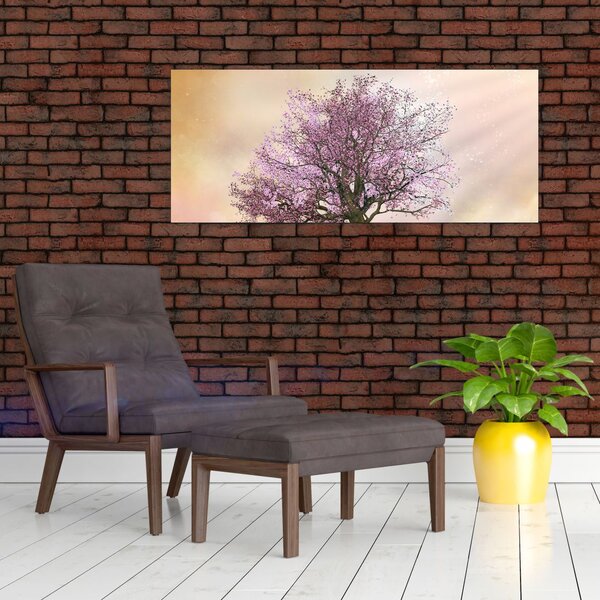 Podoba cvetočega drevesa na vrhu hriba (120x50 cm)