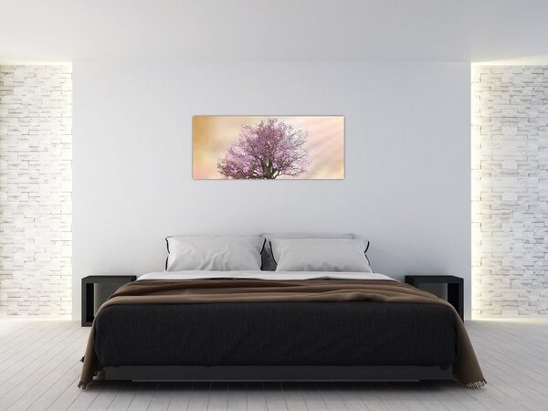 Podoba cvetočega drevesa na vrhu hriba (120x50 cm)