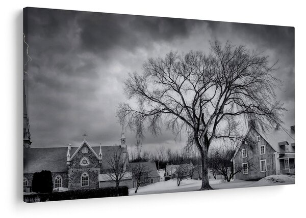 Slika crno-bijelog sela (90x60 cm)