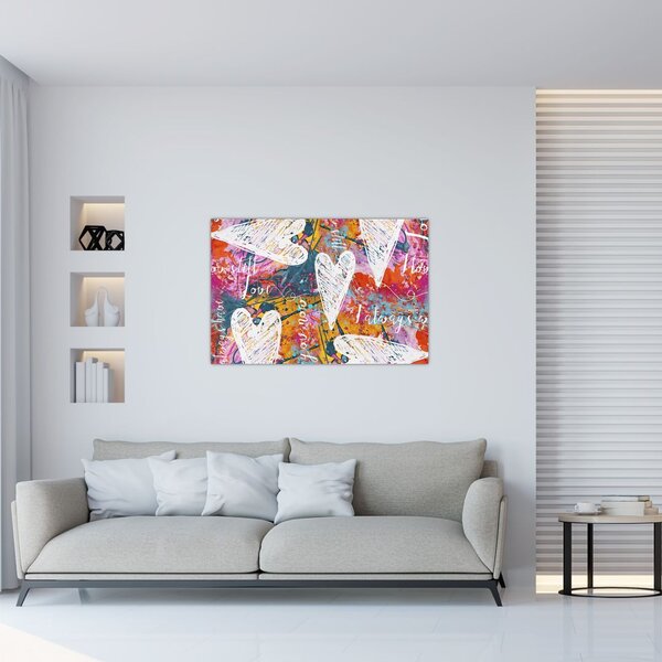 Slika - Srce na abstraktnem ozadju (90x60 cm)
