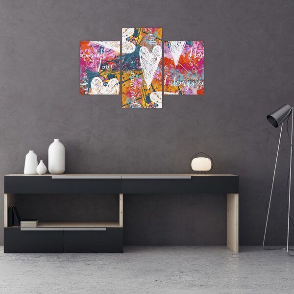 Slika - Srce na abstraktnem ozadju (90x60 cm)