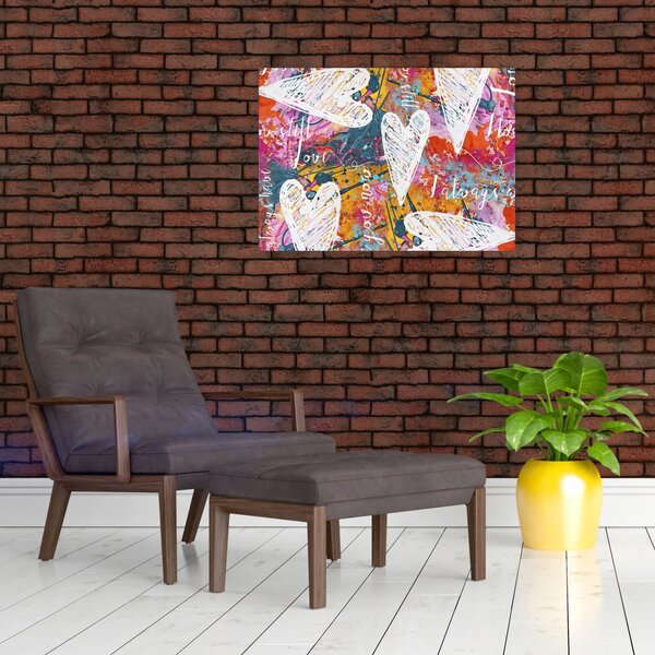 Slika - Srce na abstraktnem ozadju (70x50 cm)