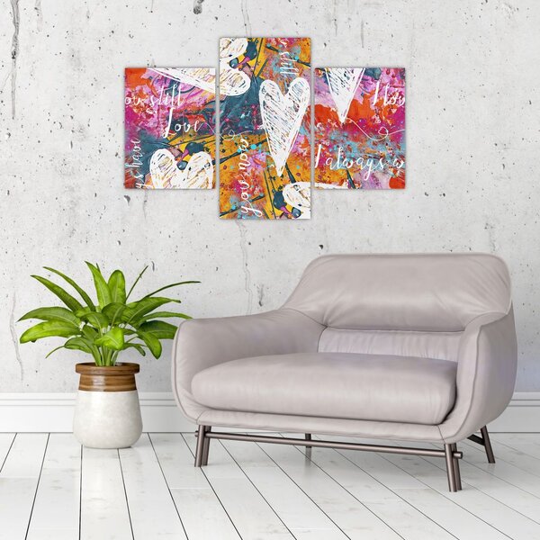 Slika - Srce na abstraktnem ozadju (90x60 cm)