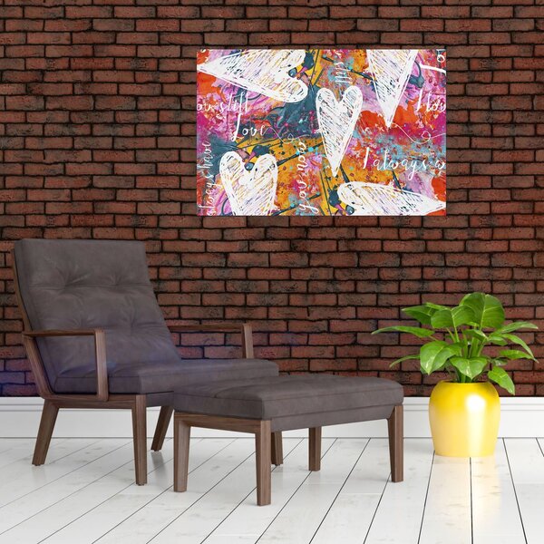 Slika - Srce na abstraktnem ozadju (90x60 cm)