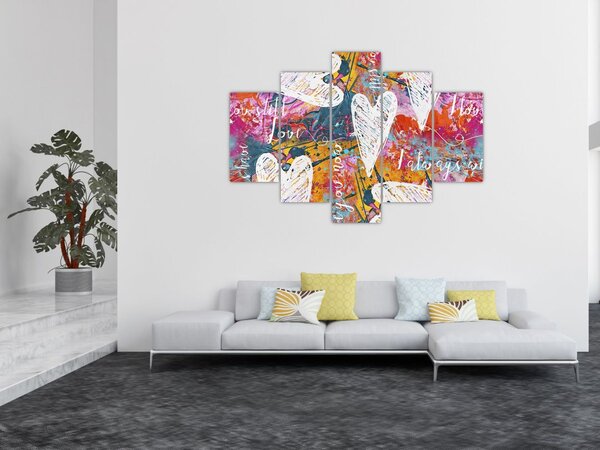 Slika - Srce na abstraktnem ozadju (150x105 cm)