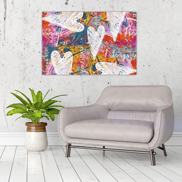 Slika - Srce na abstraktnem ozadju (90x60 cm)