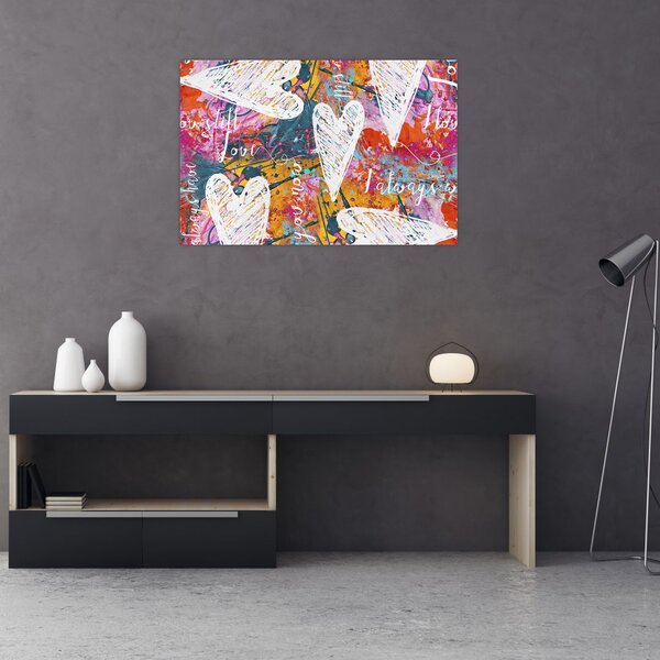 Slika - Srce na abstraktnem ozadju (90x60 cm)