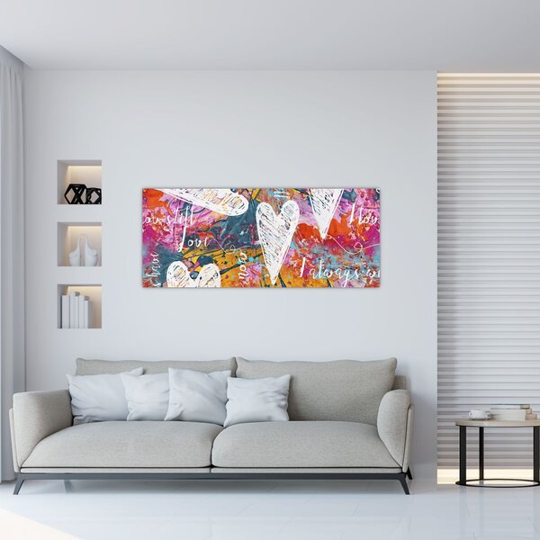 Slika - Srce na abstraktnem ozadju (120x50 cm)