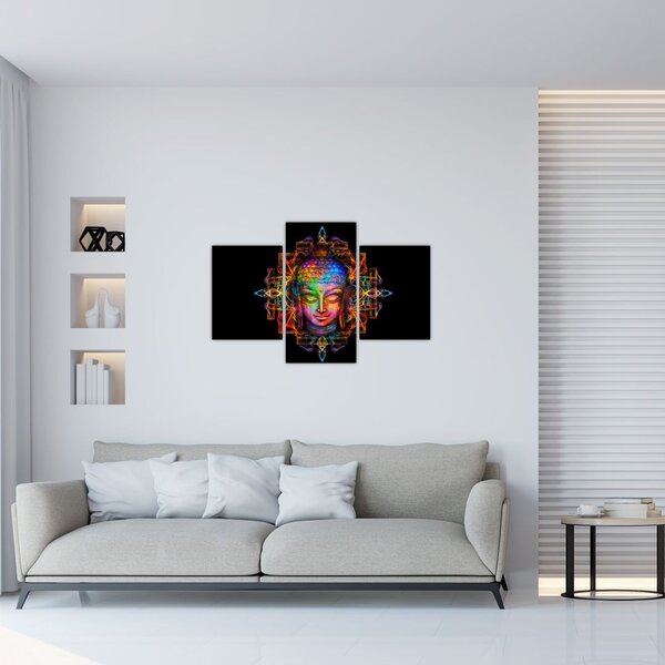 Poslikava - Doprsni kip Bude v neonskih barvah (90x60 cm)