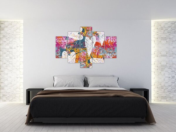 Slika - Srce na abstraktnem ozadju (150x105 cm)