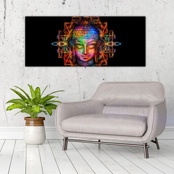 Poslikava - Doprsni kip Bude v neonskih barvah (120x50 cm)