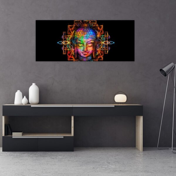 Poslikava - Doprsni kip Bude v neonskih barvah (120x50 cm)