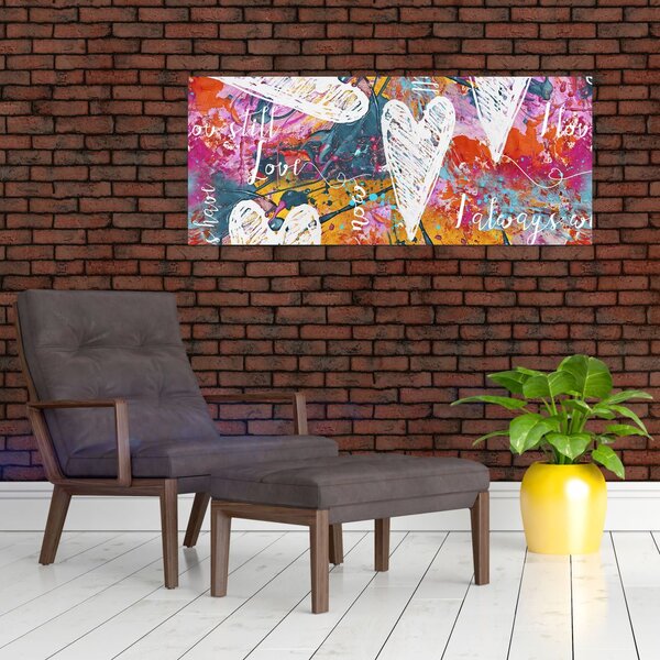 Slika - Srce na abstraktnem ozadju (120x50 cm)