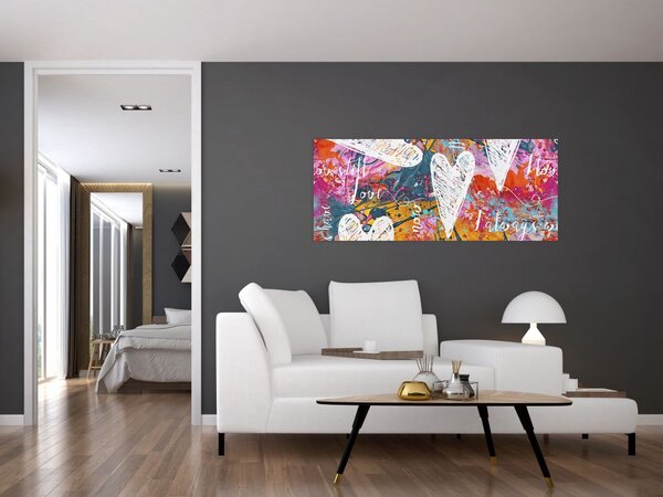 Slika - Srce na abstraktnem ozadju (120x50 cm)
