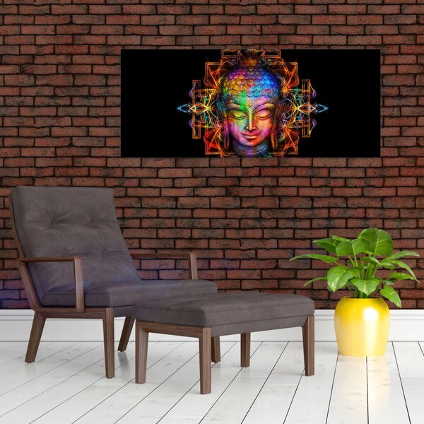 Poslikava - Doprsni kip Bude v neonskih barvah (120x50 cm)