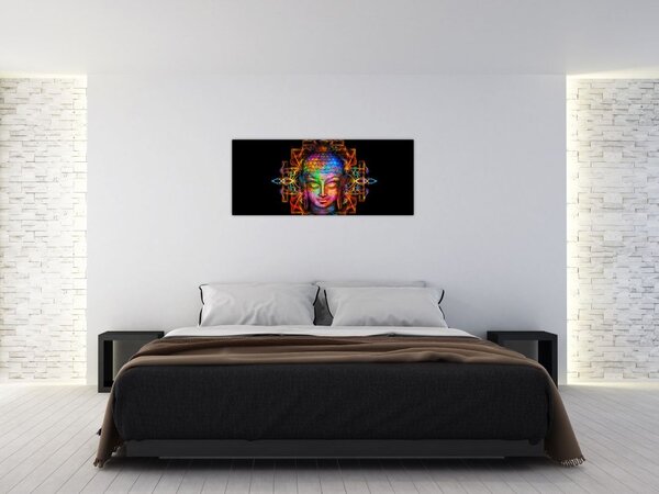 Poslikava - Doprsni kip Bude v neonskih barvah (120x50 cm)