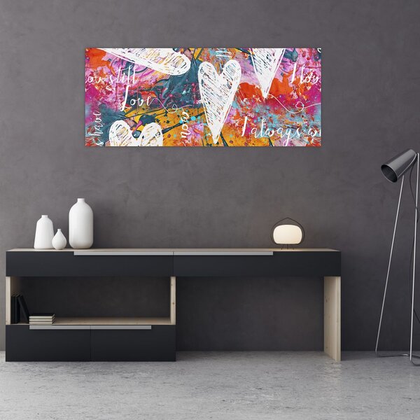 Slika - Srce na abstraktnem ozadju (120x50 cm)