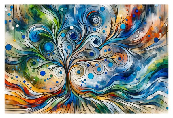 Slika – Šareno energetsko drvo (90x60 cm)