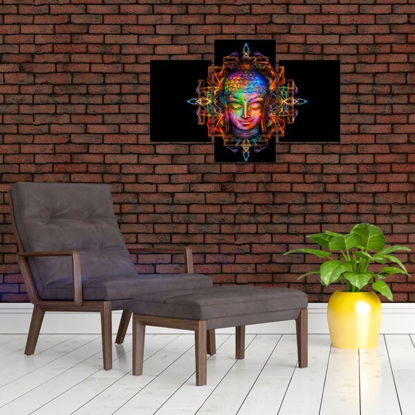 Poslikava - Doprsni kip Bude v neonskih barvah (90x60 cm)