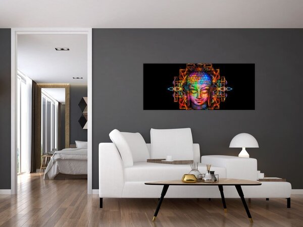 Poslikava - Doprsni kip Bude v neonskih barvah (120x50 cm)